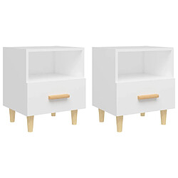 Maison Chic Lot de 2 Tables de chevet - Tables de Nuit Blanc 40x35x47 cm