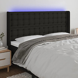 Maison Chic Tête de lit scandinave à LED,meuble de chambre Noir 163x16x118/128 cm Tissu -MN69898