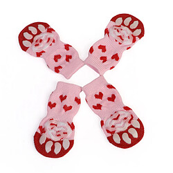 4 pcs chien chaussettes chien plancher poignée chaussettes chaussures bottes antidérapant protecteur chaussettes s rose pas cher