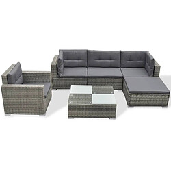 Maison Chic Salon de jardin 6 pcs avec coussins | Ensemble de Table et chaises | Mobilier d'Extérieur résine tressée gris -GKD43762