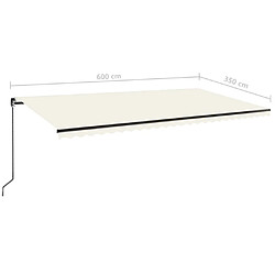 vidaXL Auvent manuel rétractable 600x350 cm Crème pas cher