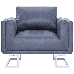 Avis Helloshop26 Fauteuil chaise siège lounge design club sofa salon cube gris synthétique daim 1102276