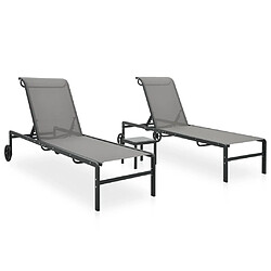 vidaXL Chaises longues lot de 2 avec table Textilène et acier 