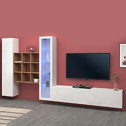 Ahd Amazing Home Design Meuble TV blanc armoire murale bibliothèque Ranil WH