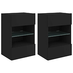 vidaXL Meubles TV muraux avec lumières LED 2 pcs noir 40x30x60,5 cm