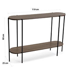 Versa Meuble d'entrée étroit, Table console Lizzy 110x25x80cm,Bois et métal, Marron et noir pas cher