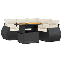 Maison Chic Ensemble Tables et chaises d'extérieur 6pcs avec coussins,Salon de jardin noir résine tressée -GKD613555