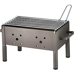 Acheter Visiodirect Barbecue de Table en Zinc coloris Gris - 34 x 23 x 21 cm