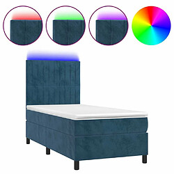 Sommier à lattes LED,Cadre à lattes de lit avec matelas pour Adulte Bleu foncé 100x200 cm -MN59036