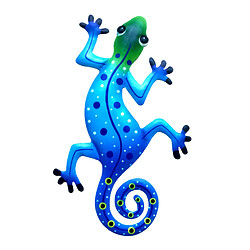 Métal Gecko Décoration Murale Lézard Accrocher Pour La Maison Jardin Patio Clôture Ornement Bleu 2