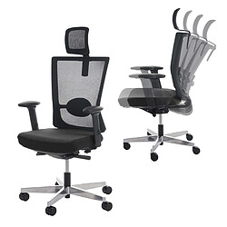 Acheter Decoshop26 Fauteuil de bureau ergonomique pivotant inclinable avec appui-tête rembourrage/maille noir 04_0001890