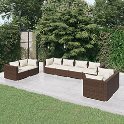 Maison Chic Salon de jardin 8 pcs + coussins - Mobilier/Meubles de jardin - Table et chaises d'extérieur Résine tressée Marron -MN84548