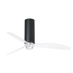 Faro Barcelona Ventilateur de plafond transparent à DEL noir mat avec moteur intelligent CC - Télécommande incluse, 3000K