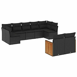 Maison Chic Salon de jardin 9 pcs avec coussins | Ensemble de Table et chaises | Mobilier d'Extérieur noir résine tressée -GKD97461