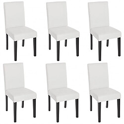 Decoshop26 Lot de 6 chaises de salle à manger synthétique blanc mat pieds foncés CDS04237