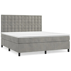 Maison Chic Lit Adulte - Lit simple Lit à sommier tapissier et matelas moelleux - Meuble de Chambre - Gris clair 160x200cm Velours -MN55703