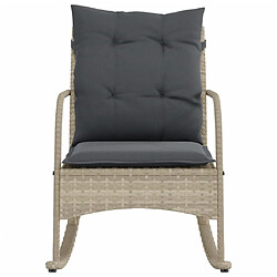 Avis vidaXL Chaise à bascule de jardin avec coussins gris clair poly rotin