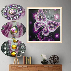 Peinture de diamant Drill spécial spécial bricolage Sparkle Butterfly Picture Pink