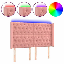 Maison Chic Tête de lit scandinave à LED,meuble de chambre Rose 163x16x118/128 cm Velours -MN56925