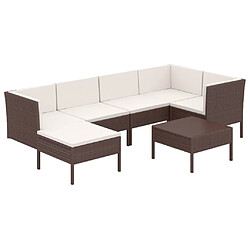 Maison Chic Salon de jardin 7 pcs + coussins - Mobilier/Meubles de jardin - Table et chaises d'extérieur Résine tressée Marron -MN31893