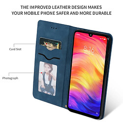 Wewoo Housse Coque Étui en cuir avec rabat horizontal magnétique Business Skin Feel rétro pour Redmi Note7 et Redmi Note7 Pro bleu marine