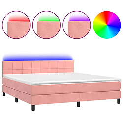 vidaXL Sommier à lattes de lit avec matelas et LED Rose 160x200 cm