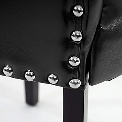 Avis Mendler Lot de 6 chaises de salle à manger Chesterfield av rivets ~ similicuir noir, pieds foncés