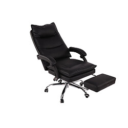 Decoshop26 Fauteuil de bureau avec repose-pied et dossier ajustable en synthétique noir BUR10388