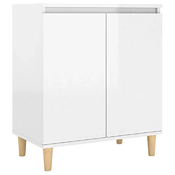 vidaXL Buffet avec pieds en bois blanc brillant bois d'ingénierie