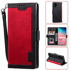 Etui en PU épissage rétro rouge pour votre Samsung Galaxy Note 10 Pro