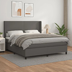 vidaXL Sommier à lattes de lit avec matelas Gris 180x200 cm Similicuir