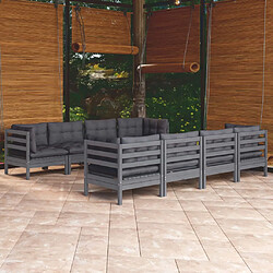 vidaXL Salon de jardin 9 pcs avec coussins bois de pin massif