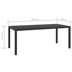 Acheter vidaXL Table de jardin Noir 185 x 90 x 74 cm Aluminium et WPC