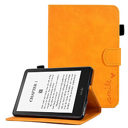 Etui en PU motif en forme de cœur avec support et porte-cartes pour votre Amazon Kindle Paperwhite (2015)/2 (2015)/3 (2015)/4 (2018) - kaki