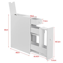 Helloshop26 Meuble bas de salle de bain 58 x 16 x 48 cm à 2 tiroirs blanc 03_0007664