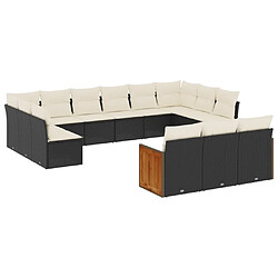 Maison Chic Salon de jardin avec coussins 13 pcs | Ensemble de Table et chaises | Mobilier d'Extérieur noir résine tressée -GKD85564