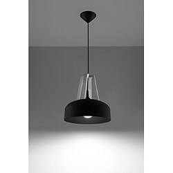 Luminaire Center Suspension CASCO acier/bois/plastique noir/blanc 1 ampoule