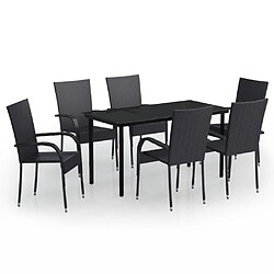 vidaXL Ensemble de salle à manger d'extérieur 7 pcs Noir