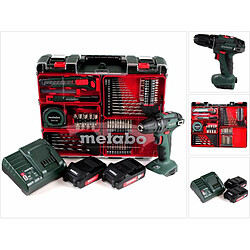 Metabo BS 18 Set Perceuse-visseuse sans fil 18V 48Nm + 2x Batteries 2,0Ah + Chargeur + Atelier mobile ( 602207880 )