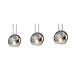 Luminaire Center Suspension Lens Chrome poli 3 ampoules 31cm pas cher