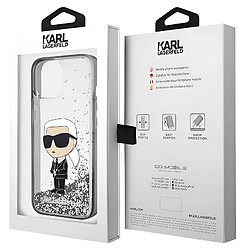 Karl Lagerfeld Coque pour iPhone 15 Motifs Paillettes Flottantes Bords Rehaussés Argent pas cher