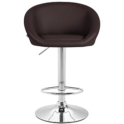 Decoshop26 Lot de 2 tabourets de bar chaises hautes design moderne en PVC marron et métal chromé 10_0004349