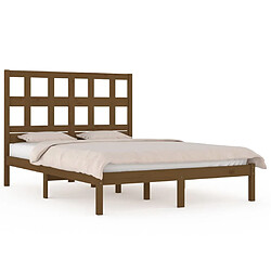 vidaXL Cadre de lit sans matelas marron miel 200x200cm bois pin massif