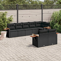 vidaXL Salon de jardin 8 pcs avec coussins noir résine tressée