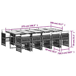 Acheter vidaXL Ensemble à manger de jardin et coussins 11 pcs mélange beige