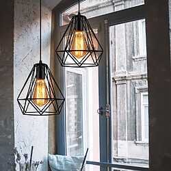 Stoex Métal Diamant 20CM Lustre Industriel Vintage Lampes Suspendues Rustique Plafonnier Moderne Pour Loft Café Salle À Manger Décoration Intérieure Noir