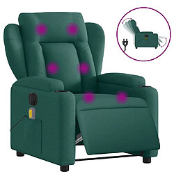 vidaXL Fauteuil de massage inclinable électrique Vert foncé Tissu