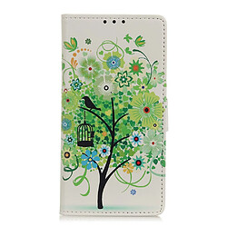 Etui en PU impression de motifs cage à oiseaux arbre fleurs vertes pour votre Samsung Galaxy A41