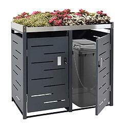 Decoshop26 Abris poubelles verrouillable avec bac à plantes acier inoxydable et métal 110x115x62 cm 04_0008228