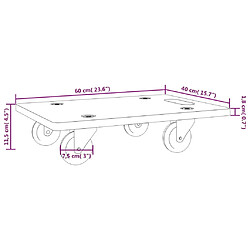 vidaXL Chariots de transport 2 pcs rectangulaire 60x40x11,5 cm 250 kg pas cher